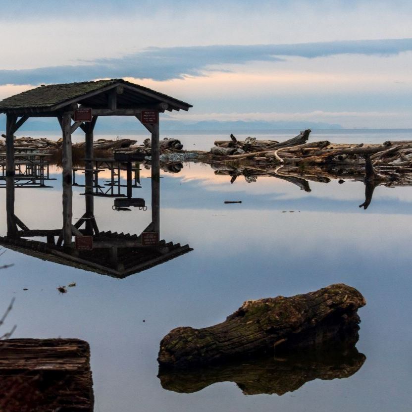 Image of flooding at Joseph Whidbey State Park on Whidbey Island