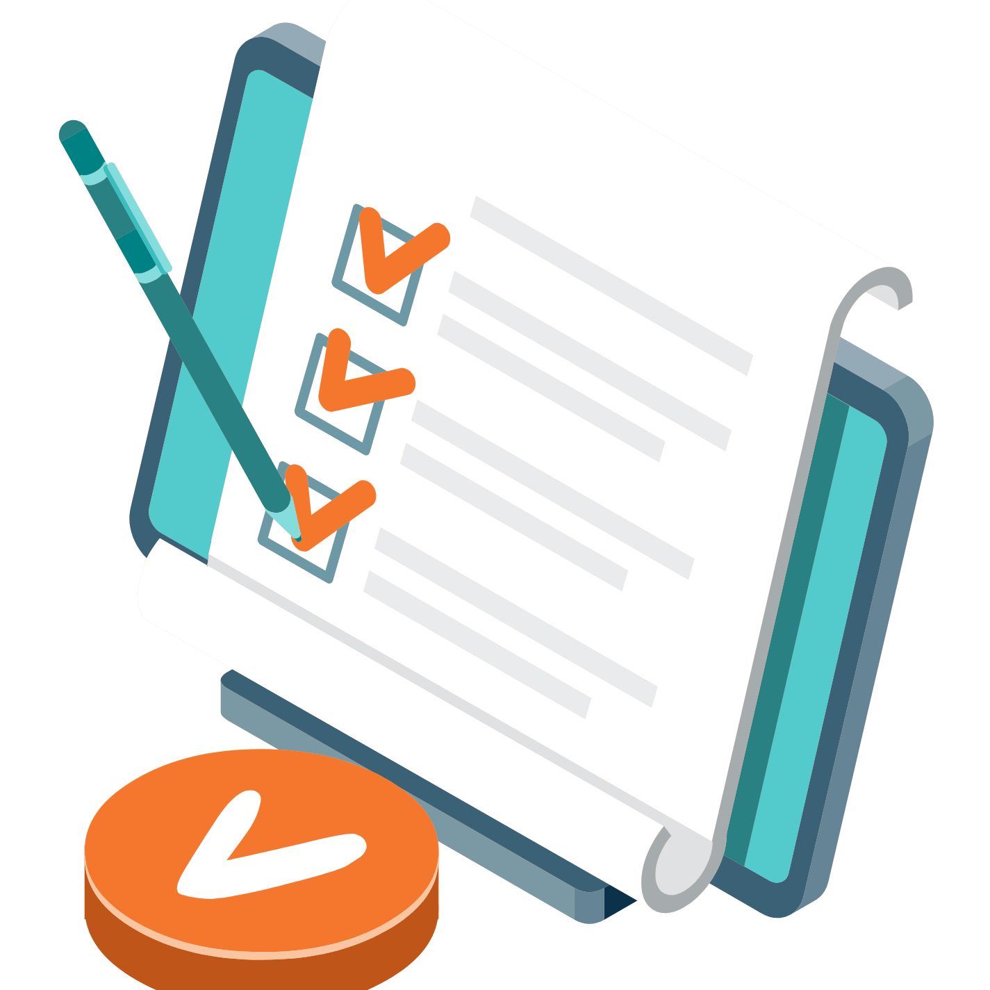 Graphic of a computer screen with boxes to be checked off