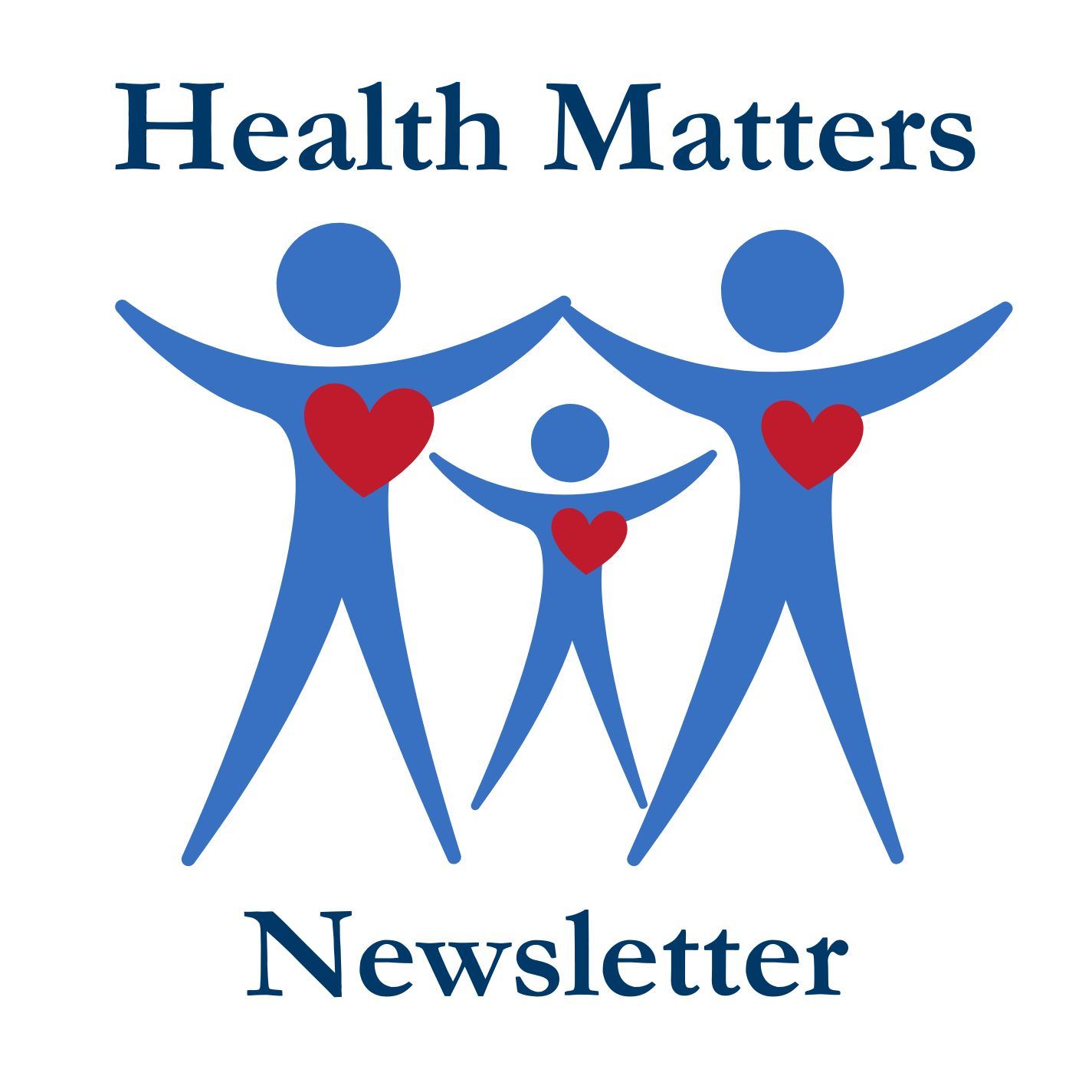 Figures stretching with hearts, indicating good health